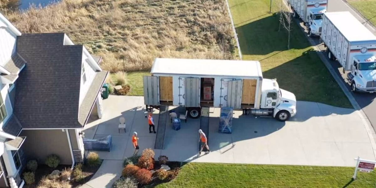 Moving Into a New Home Before You Sell Your Old One A College Muscle Movers team loading items into storage containers at a house in Minneapolis, MN