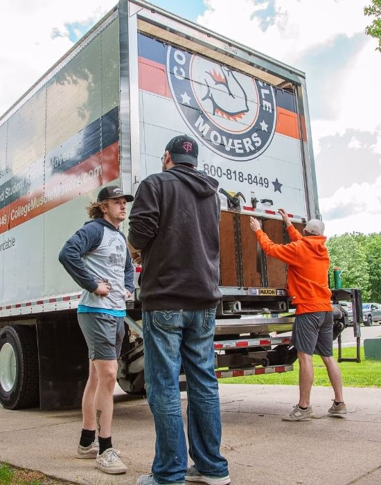 A College Muscle Movers crew on a long distance moving job.